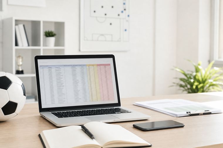 Scrivania ordinata con computer e cuffie, pronta per il lavoro di segreteria